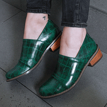 Zapato Cuero Estambul Verde textura