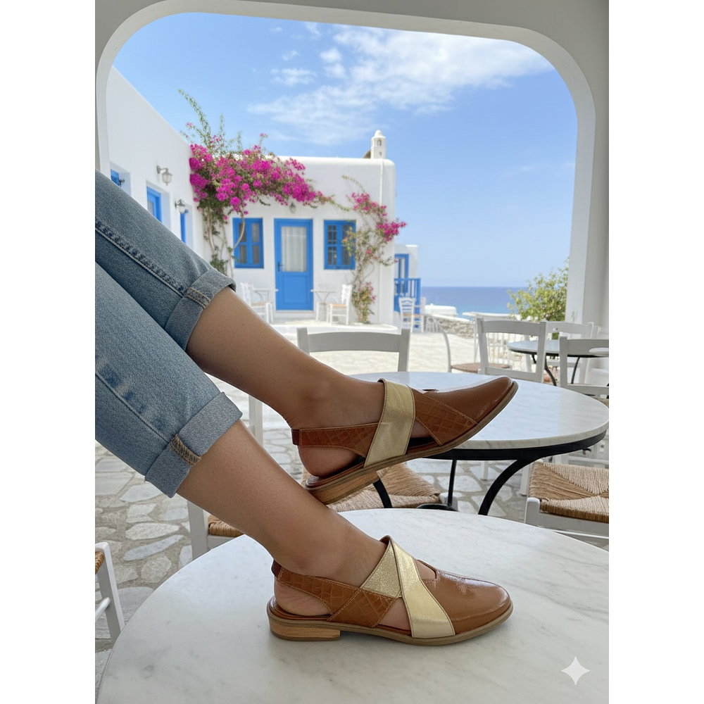 Sandalia Mykonos Camel Champagne 