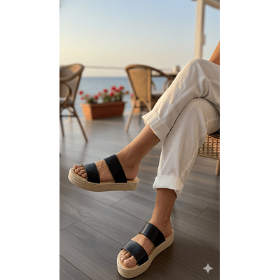 Sandalia Negro Tiras 