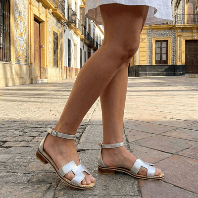 Sandalia Hermes con Traba Plata 