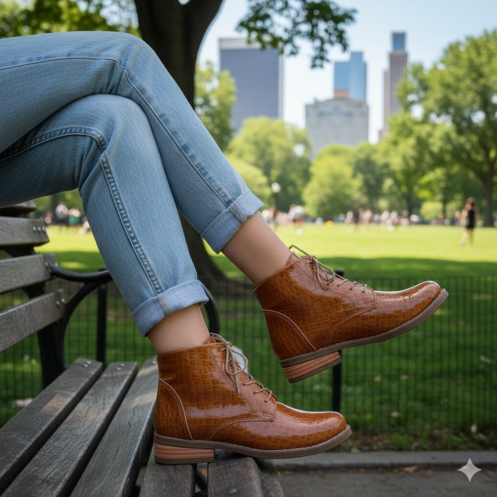 Botín Boston Croco Miel 