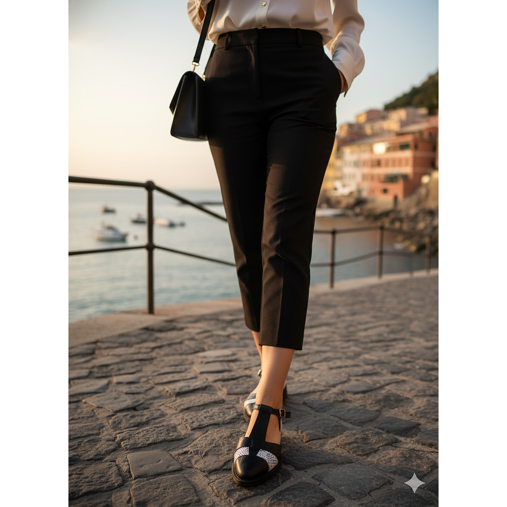 sandalia Atenas Black & Beige