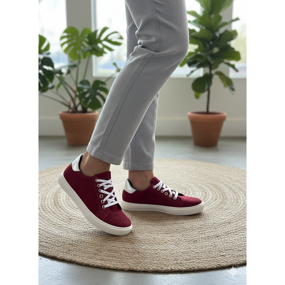 Zapatilla Cuero Burdeo reno