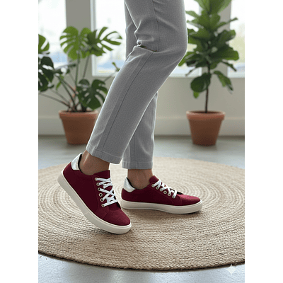 Zapatilla Cuero Burdeo reno
