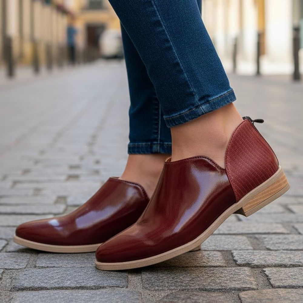 Zapato Pucon Guinda Charol Textura 