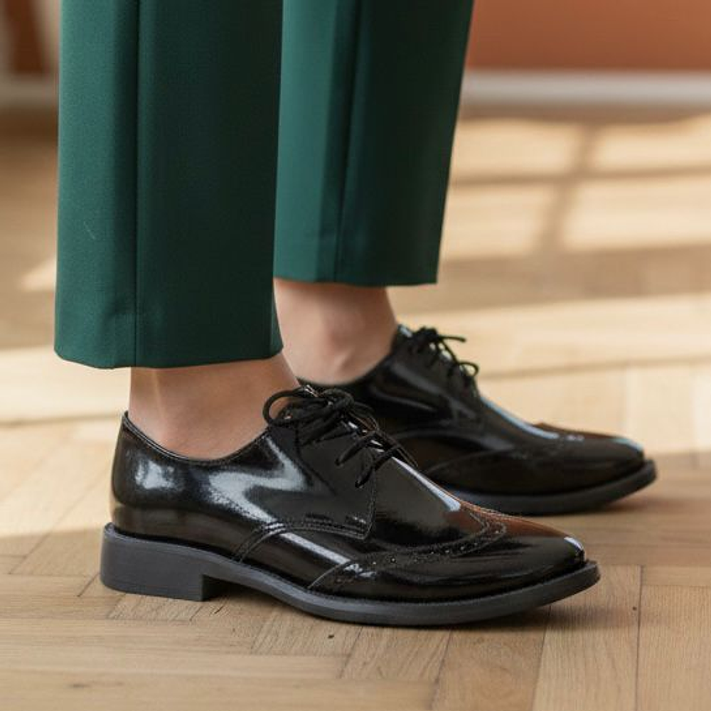 Zapato Oxford Bajo Negro Charol 