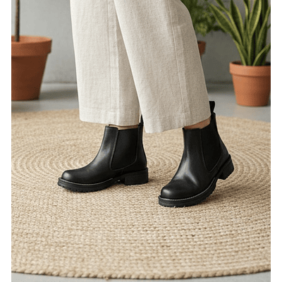 Botin Chelsea Bajo Negro Mate