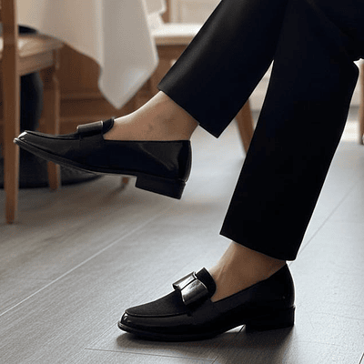 Mocasin Praga Negro Charol Reno