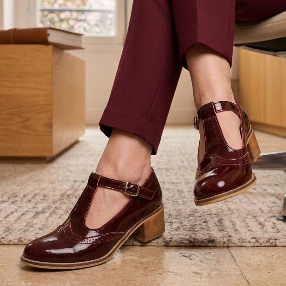 Zapato Cuero Málaga Guinda