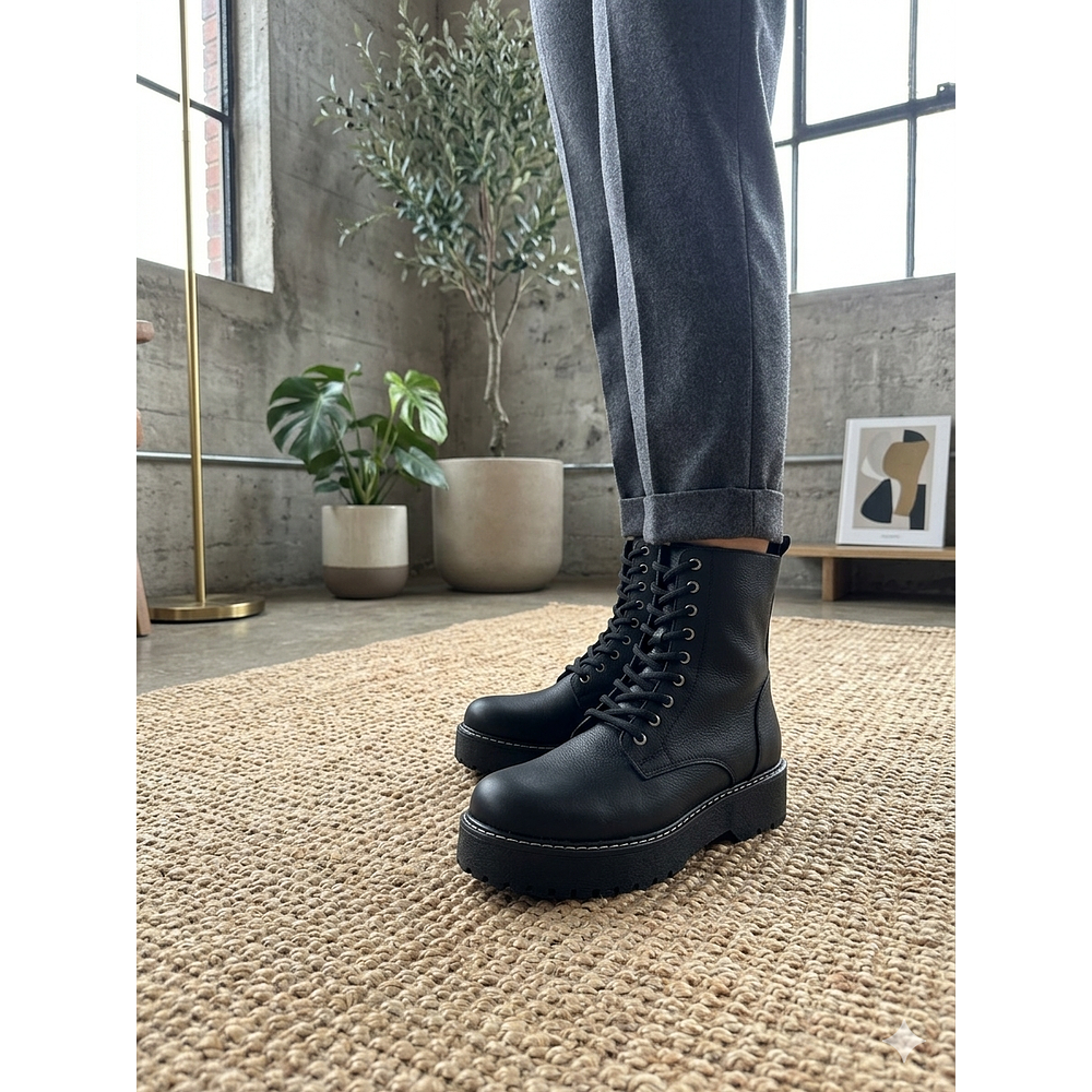 Bota Negro Plataforma Militar