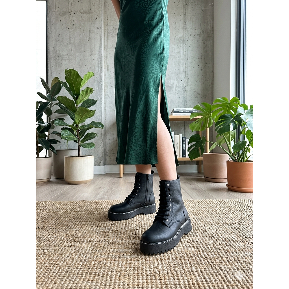 Bota Negro Plataforma Militar