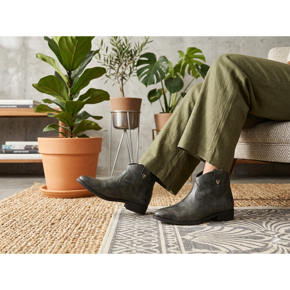 Botín Alejandría negro envejecido