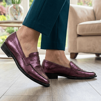 Mocasin Versalles Fucsia Metalizado