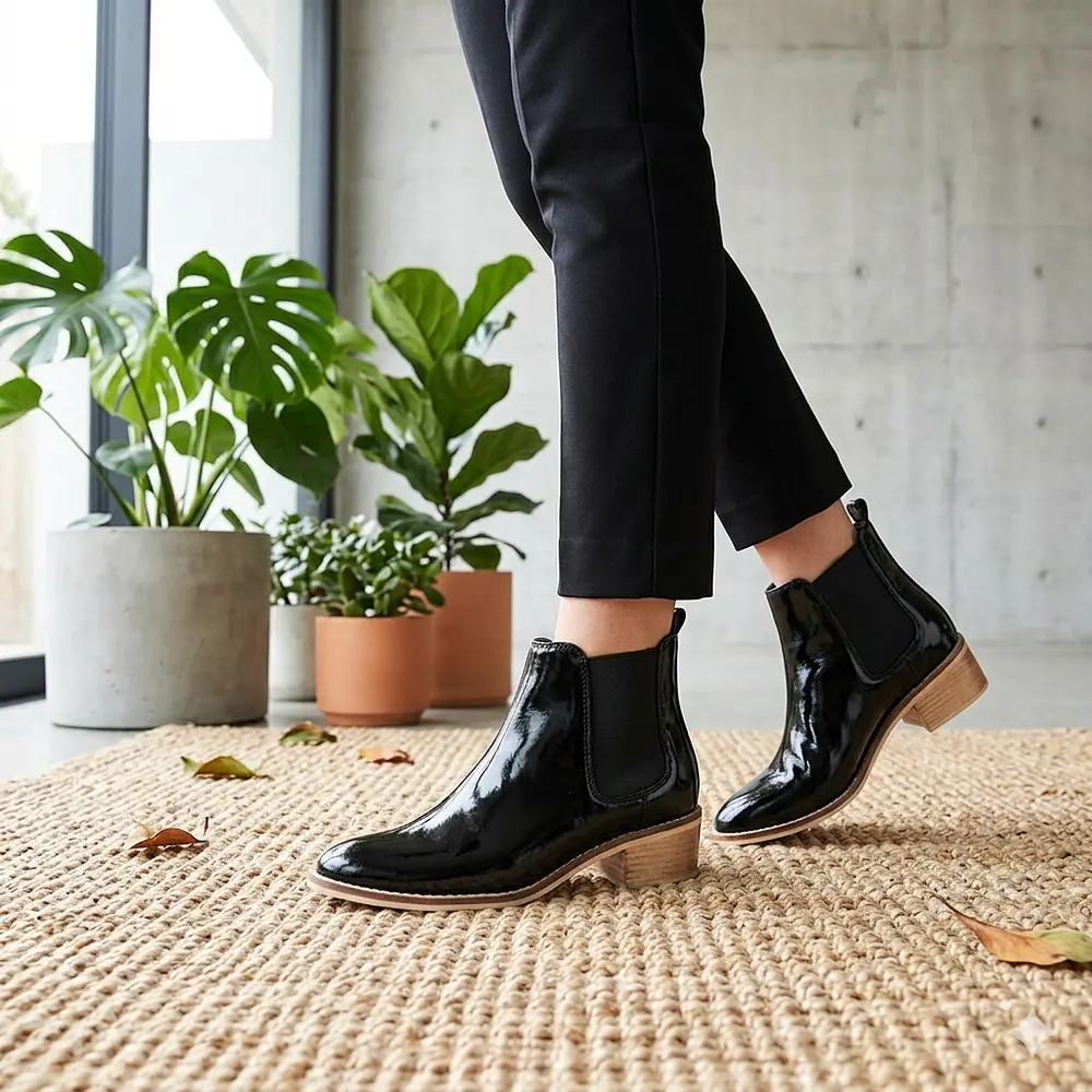 Botin Hamburgo Negro Charol 