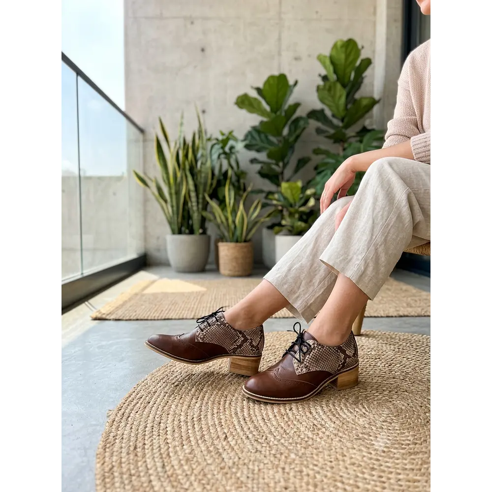 Oxford café pitón beige 