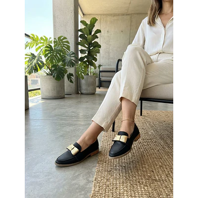 Mocasín Praga negro gold