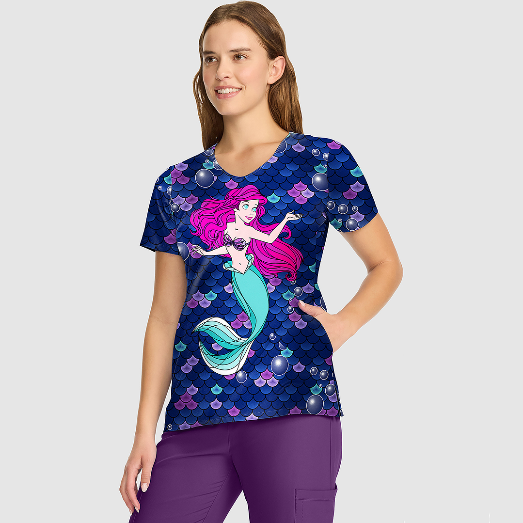 POLERA CLÍNICA MUJER TOONIFORMS TF626 LA SIRENITA 3