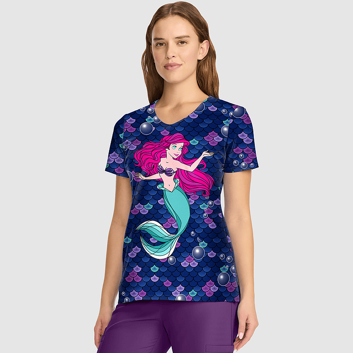 POLERA CLÍNICA MUJER TOONIFORMS TF626 LA SIRENITA 1