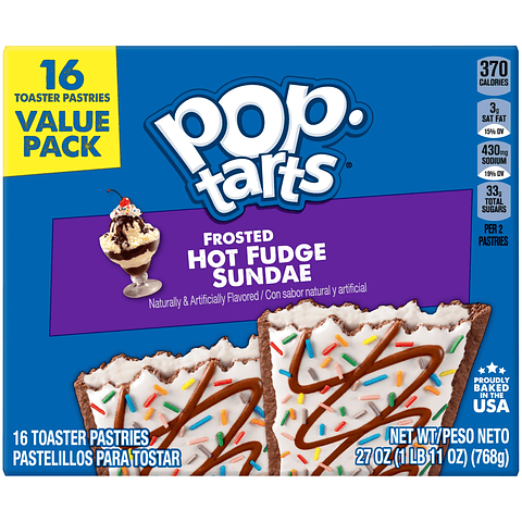 Pop tarts frosted hot fudge sundae 768gr (16 und)