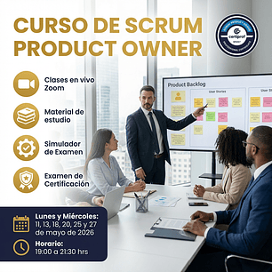 Curso de Scrum Product Owner (incluye examen de certificación) c/Fecha