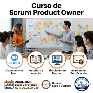 Curso de Scrum Product Owner (incluye examen de certificación) c/Fecha