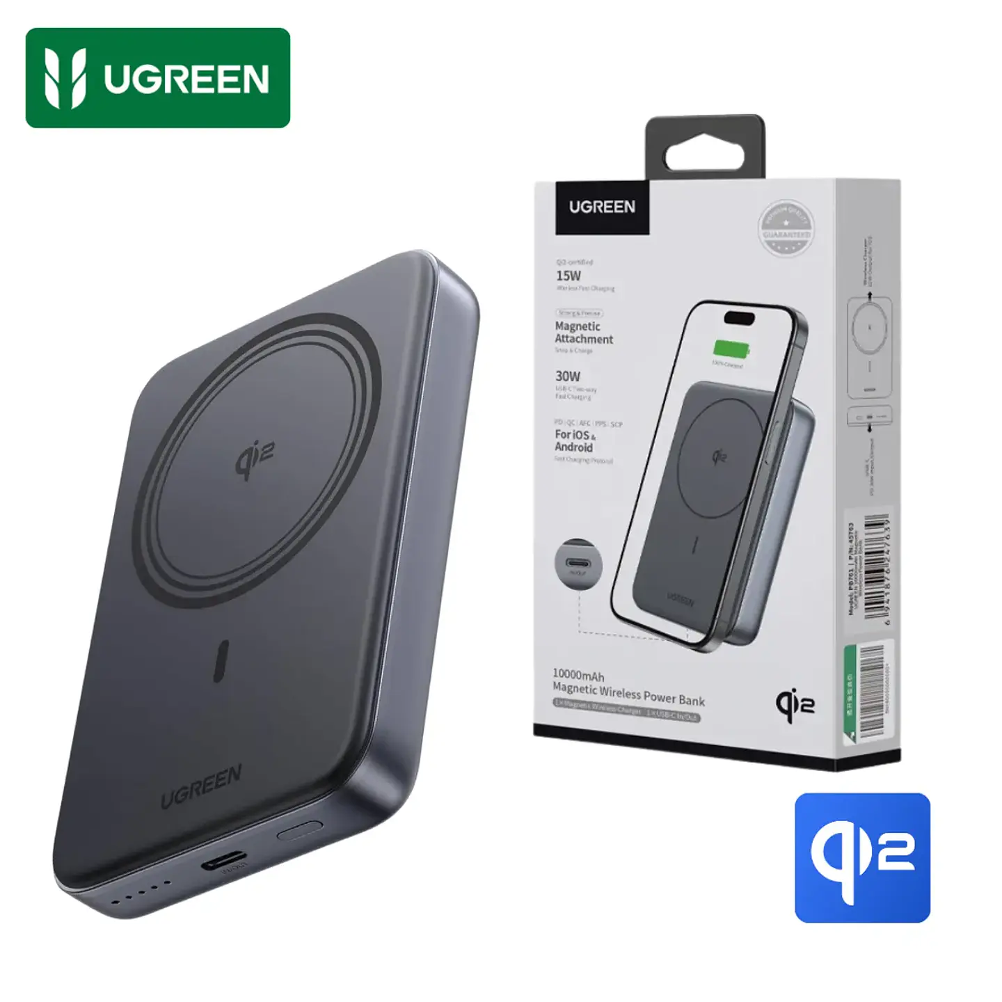 UGREEN PB761 | Power Bank Magnético Qi2 10,000mAh 30W 2
