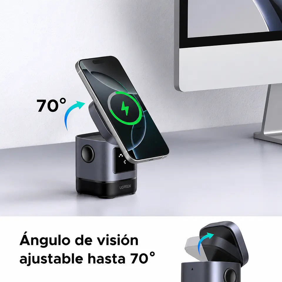 UGREEN W709 | Cargador Inalámbrico Magnético Qi2 2 en 1 4