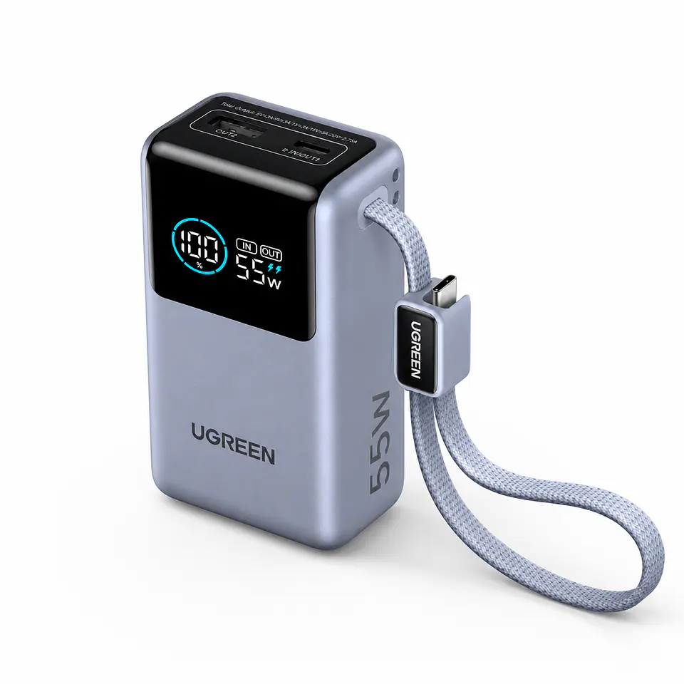 UGREEN PB727 | Power Bank Nexode Pro 10,000mAh 55W con Cable USB-C Integrado 1