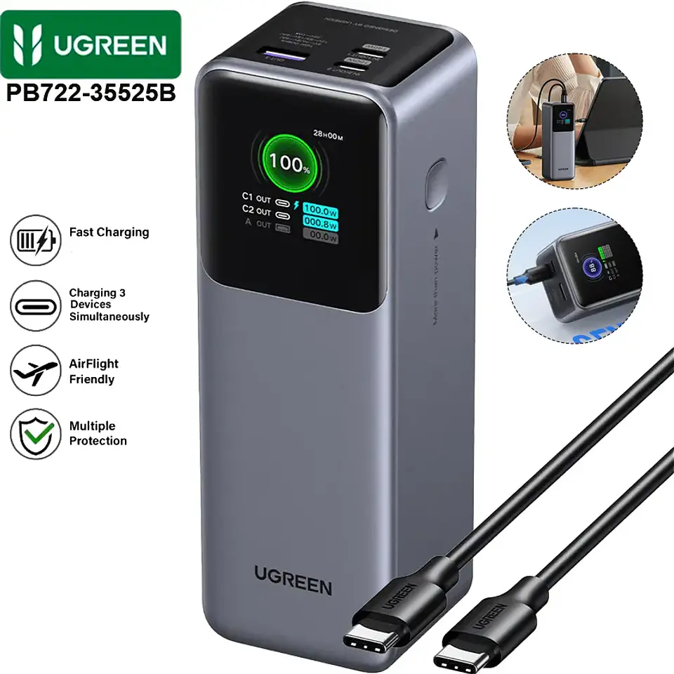 UGREEN PB722 | Power Bank Nexode 25,000mAh 200W con Pantalla Inteligente 1