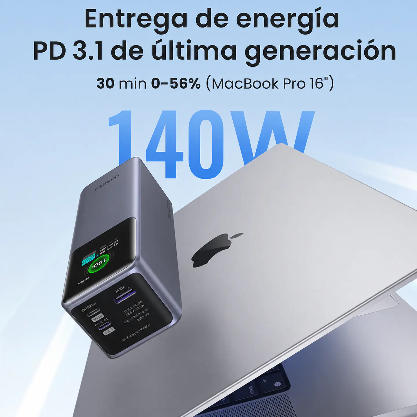 UGREEN PB722 | Power Bank Nexode 25,000mAh 200W con Pantalla Inteligente 3