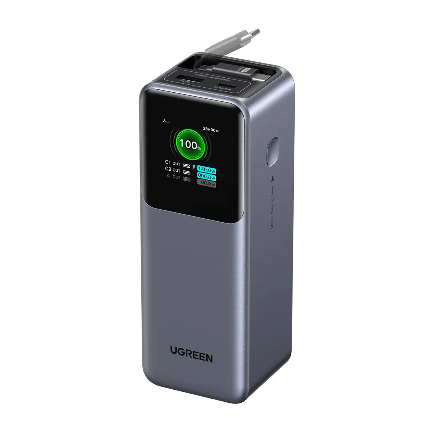 UGREEN PB726 | Power Bank Nexode 20,000mAh 165W con Cable USB-C Retráctil 1