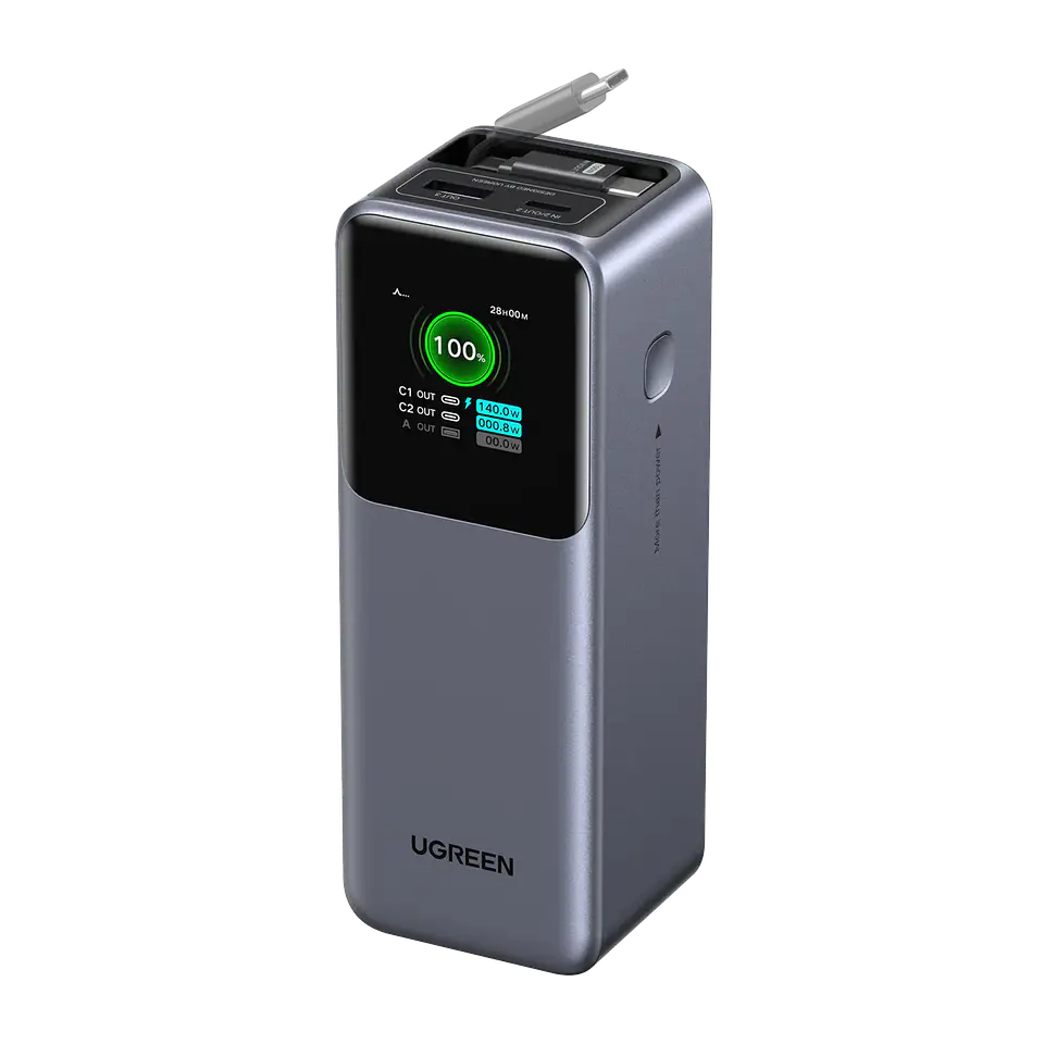 UGREEN PB726 | Power Bank Nexode 20,000mAh 165W con Cable USB-C Retráctil 1