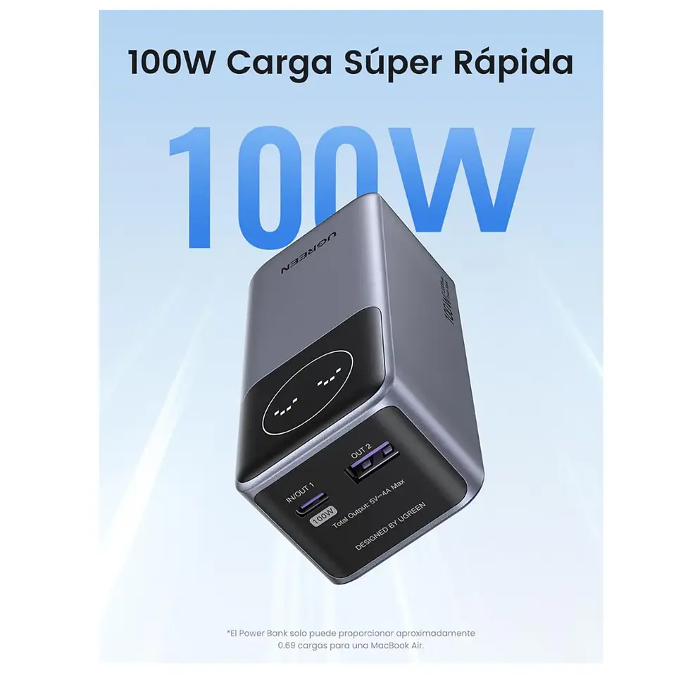  UGREEN PB724 | Power Bank Nexode 12,000mAh 100W con Pantalla Inteligente 2