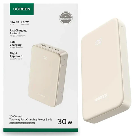 UGREEN PB531 | Power Bank 20,000mAh 30W Carga Rápida