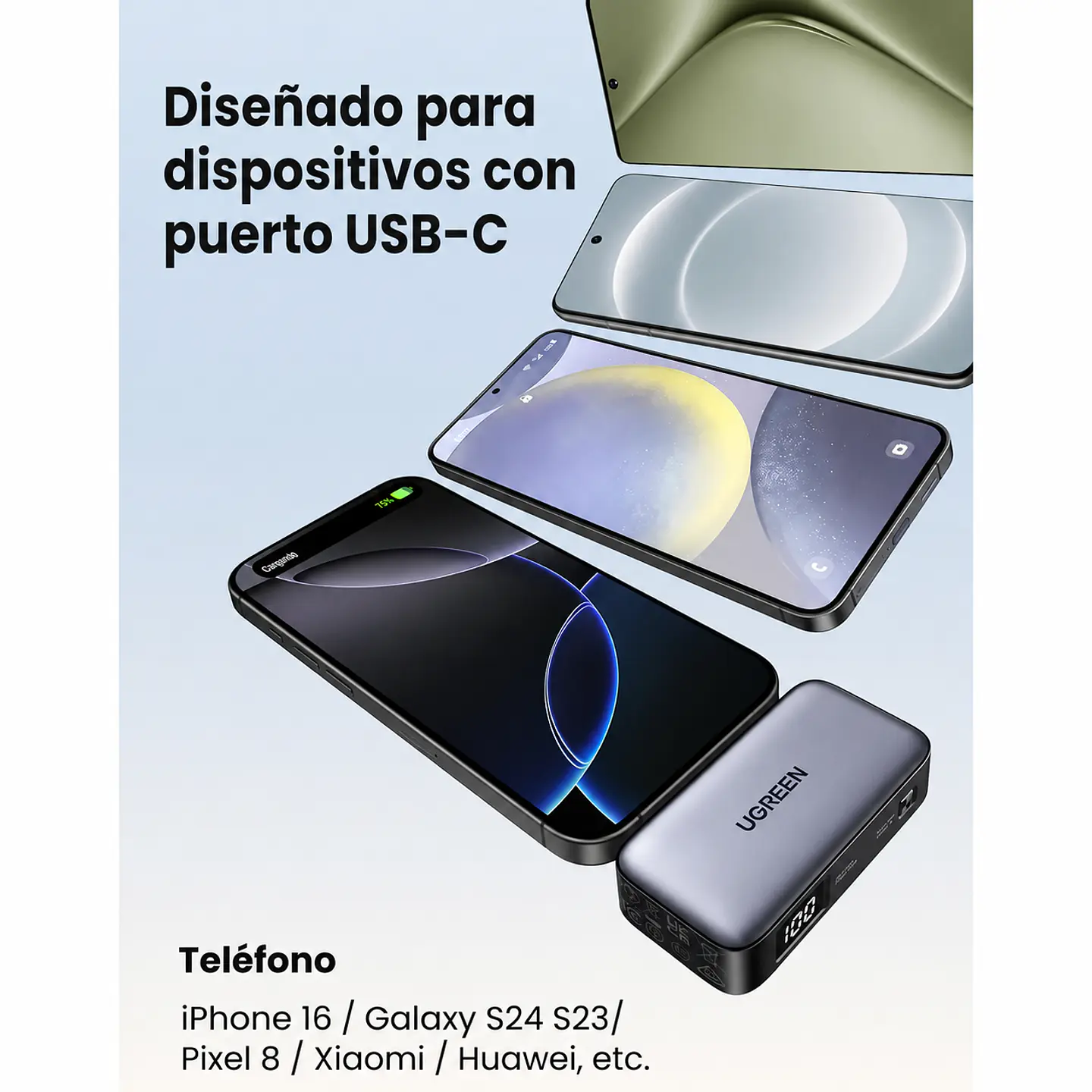 UGREEN PB503 | Mini Power Bank 5,000mAh 22.5W con Conector USB-C Integrado 2