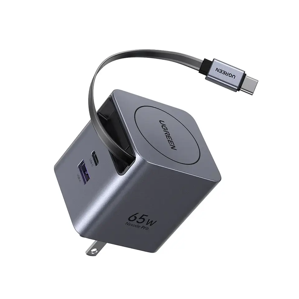 UGREEN X615 | Cargador Nexode Pro GaN 65W con Cable USB-C Retráctil 2