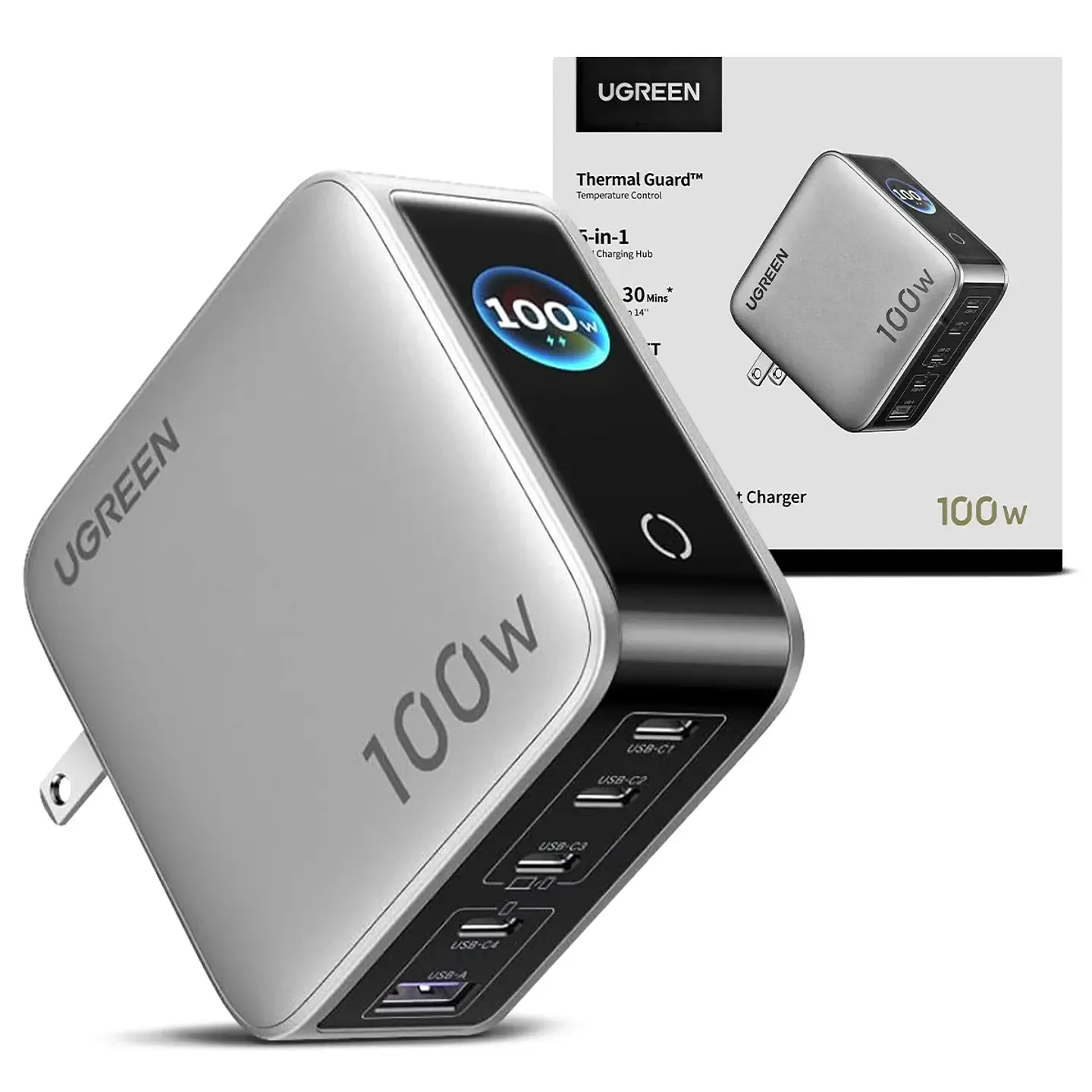 UGREEN X773 | Cargador Nexode Pro GaN 100W 5 Puertos con Pantalla Inteligente 2