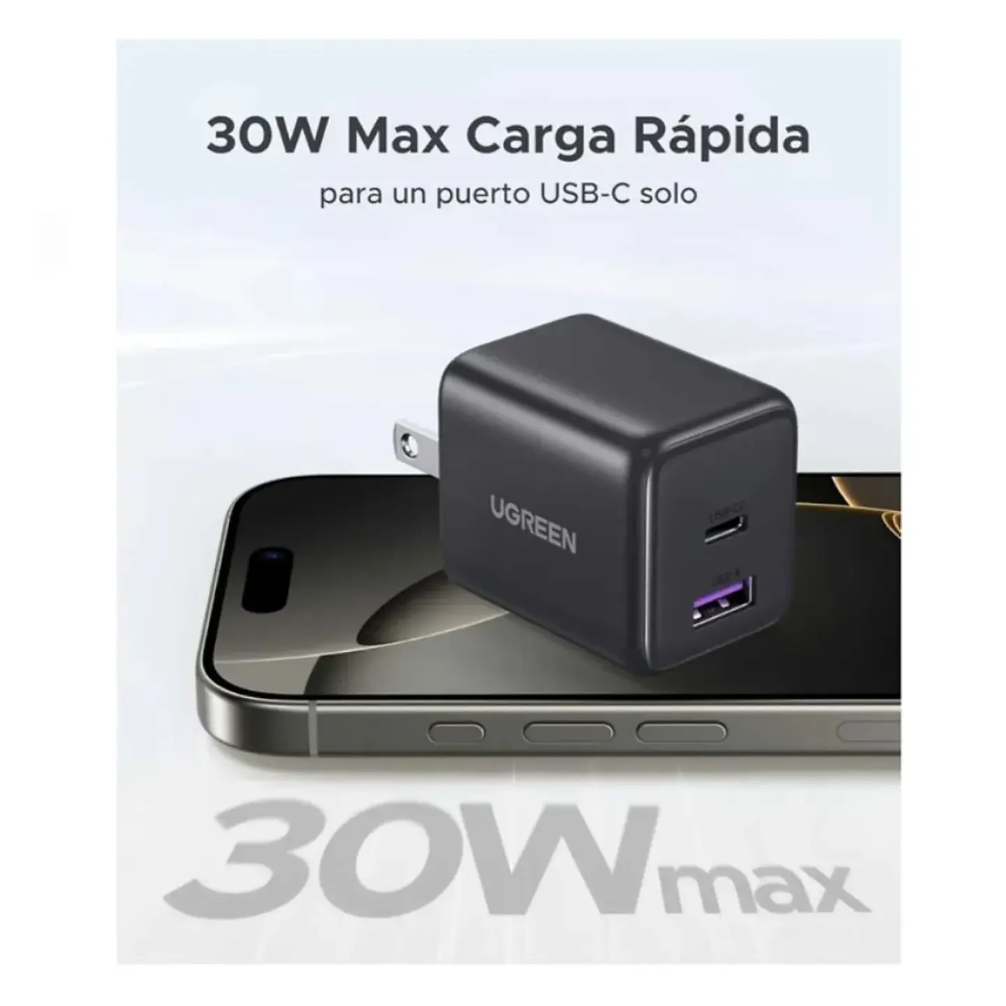UGREEN X516 | Cargador GaN 30W USB-C + USB-A 2