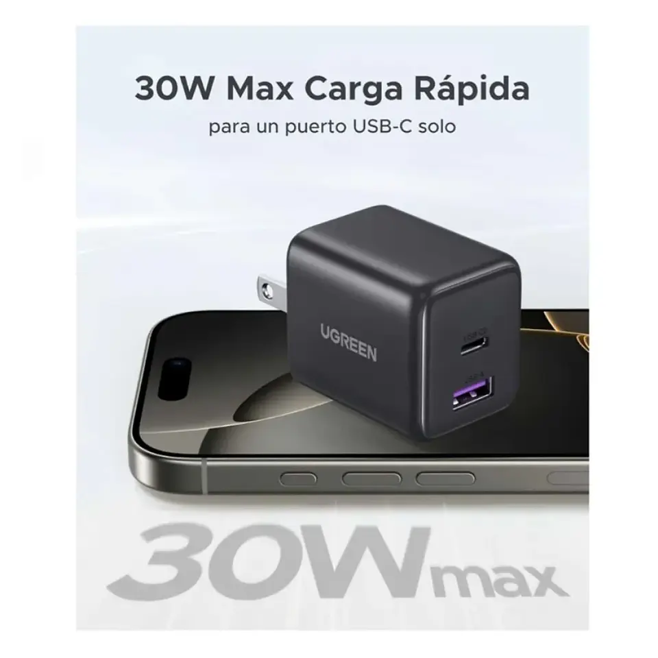 UGREEN X516 | Cargador GaN 30W USB-C + USB-A 2