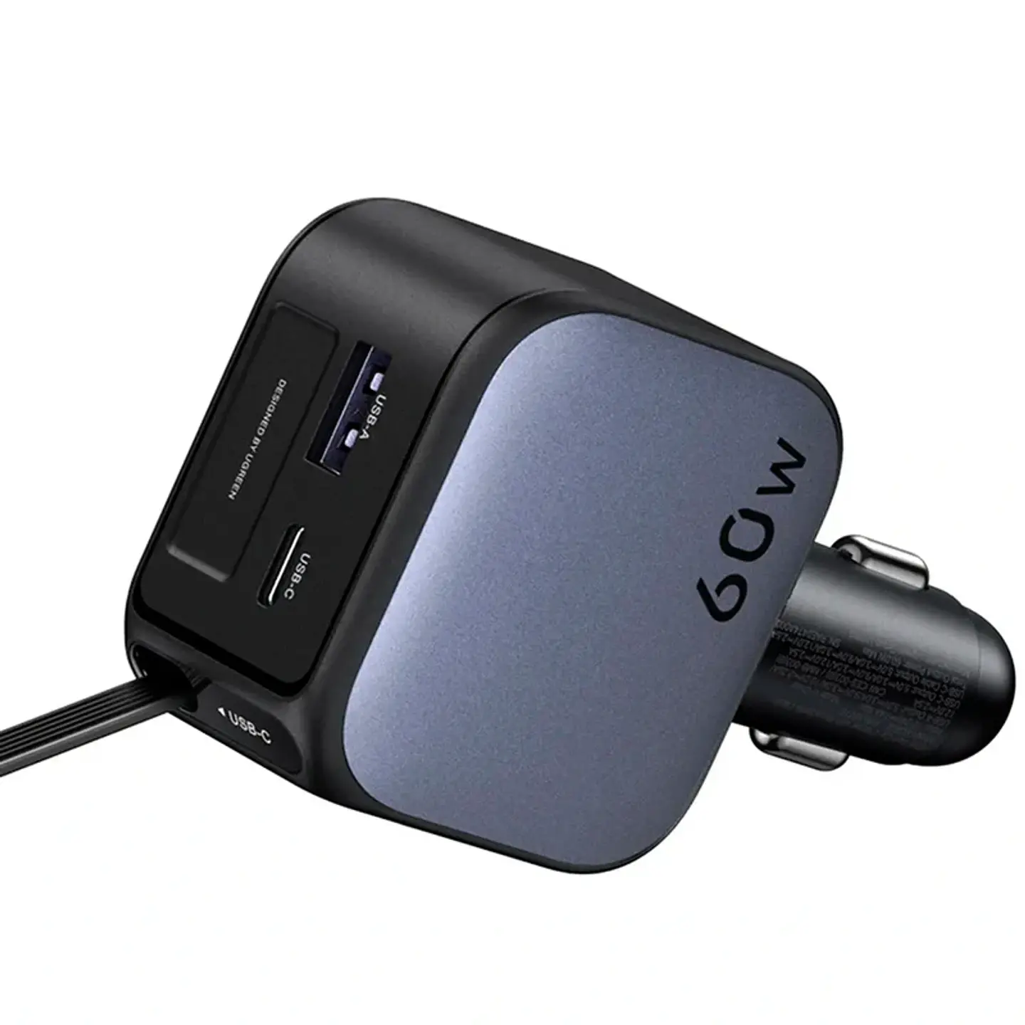 UGREEN EC602 | Cargador de Auto Nexode 60W con Cable USB-C Retráctil 2