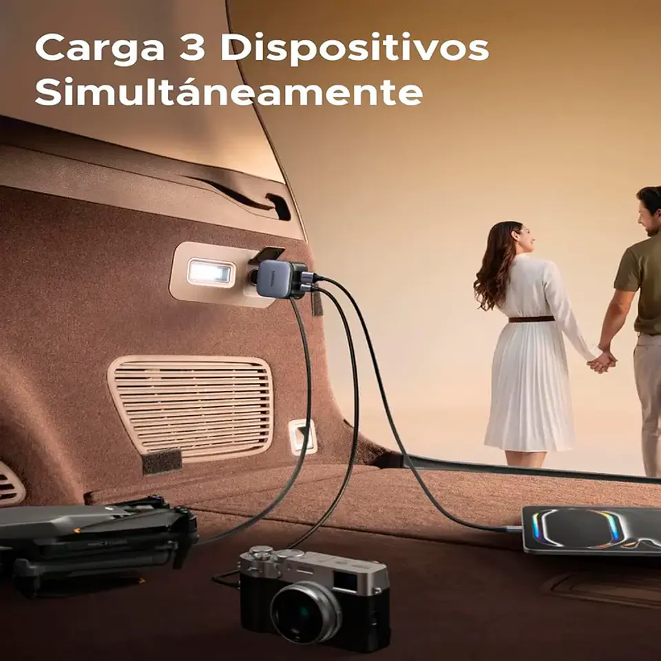 UGREEN EC602 | Cargador de Auto Nexode 60W con Cable USB-C Retráctil 4