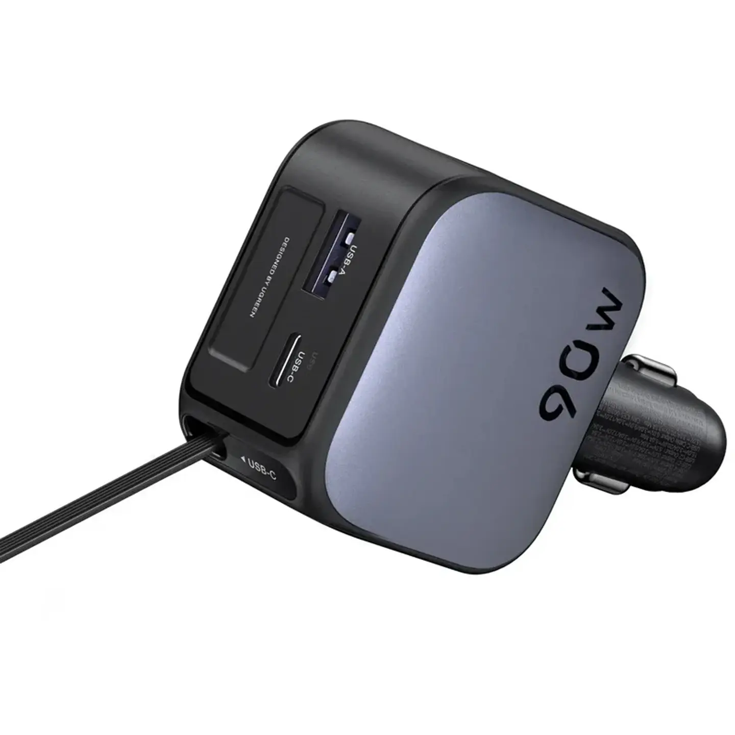 UGREEN EC603 | Cargador de Auto Nexode 90W con Cable USB-C Retráctil 2
