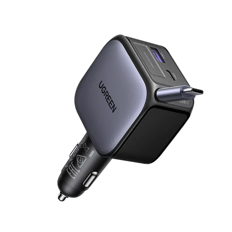 UGREEN EC603 | Cargador de Auto Nexode 90W con Cable USB-C Retráctil