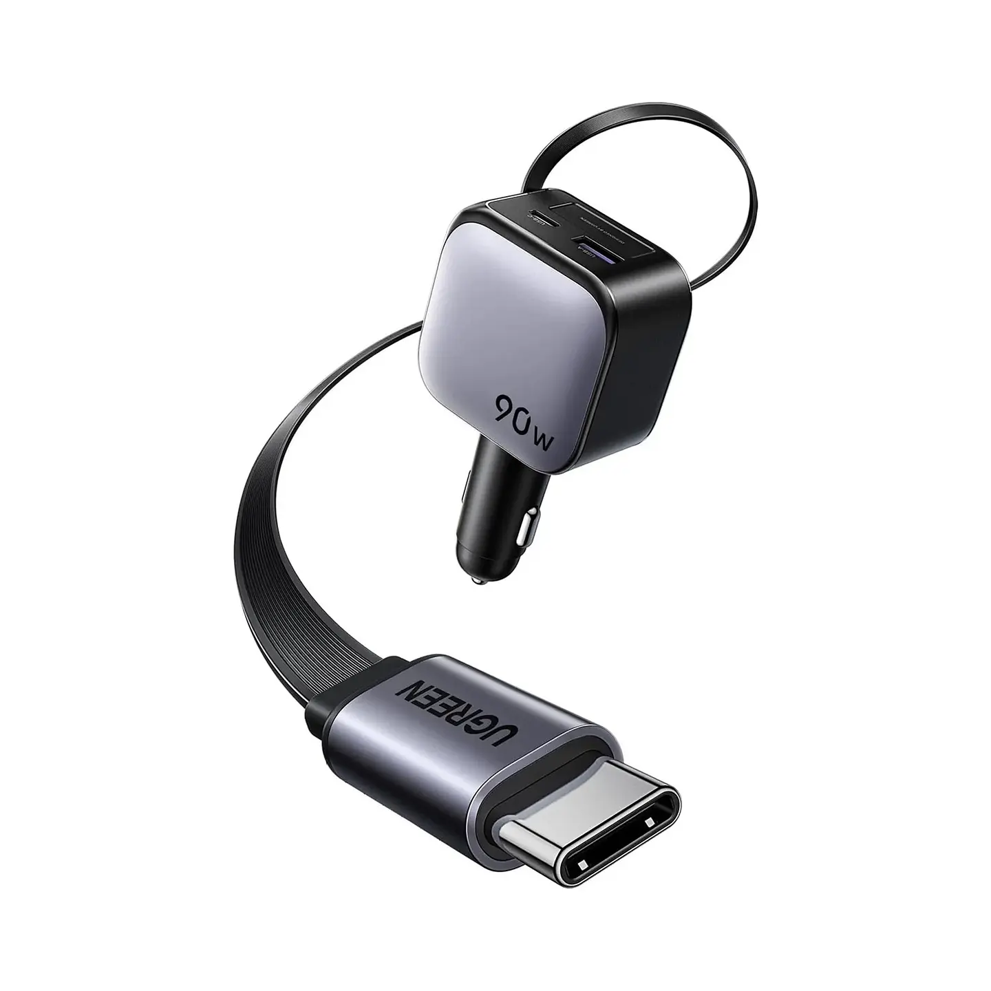 UGREEN EC603 | Cargador de Auto Nexode 90W con Cable USB-C Retráctil 3