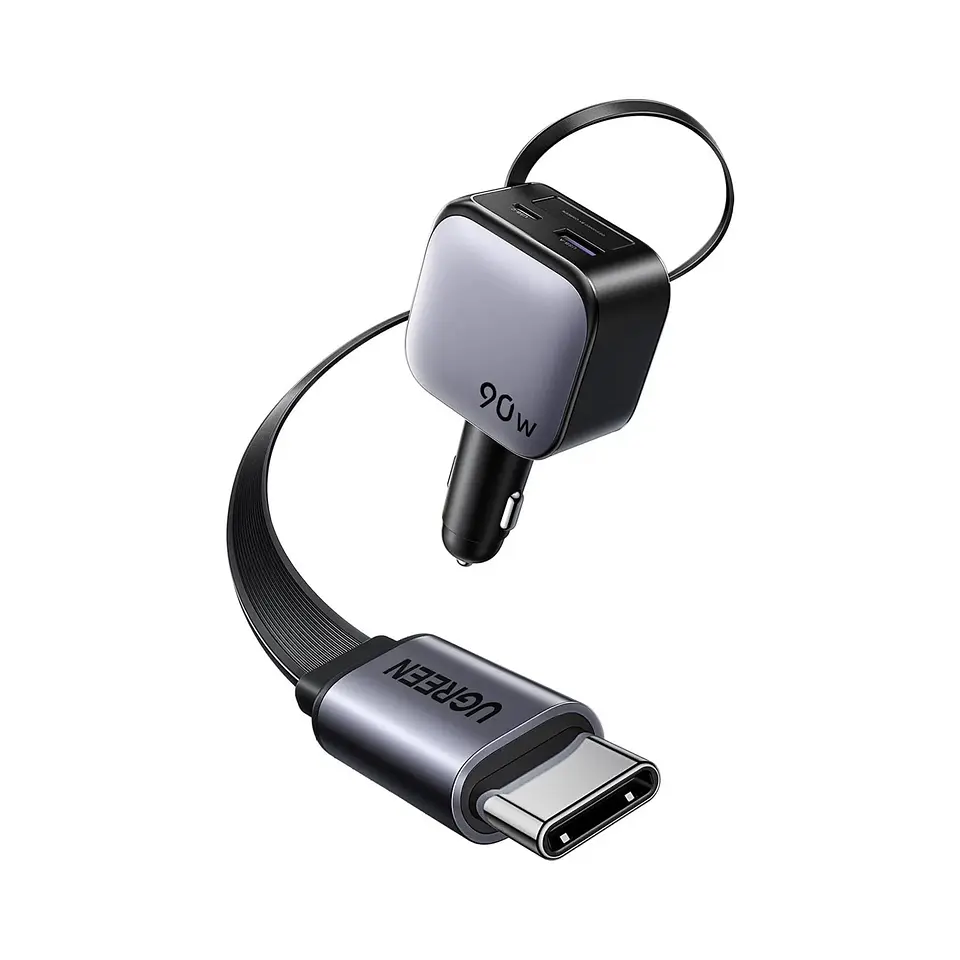 UGREEN EC603 | Cargador de Auto Nexode 90W con Cable USB-C Retráctil 3