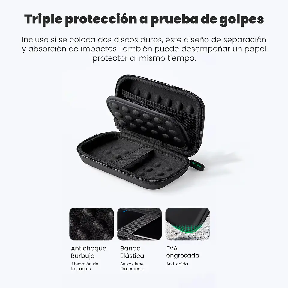 UGREEN LP128 | Estuche Organizador UGREEN Compacto para Disco Duro, Cables y Accesorios Tech 4
