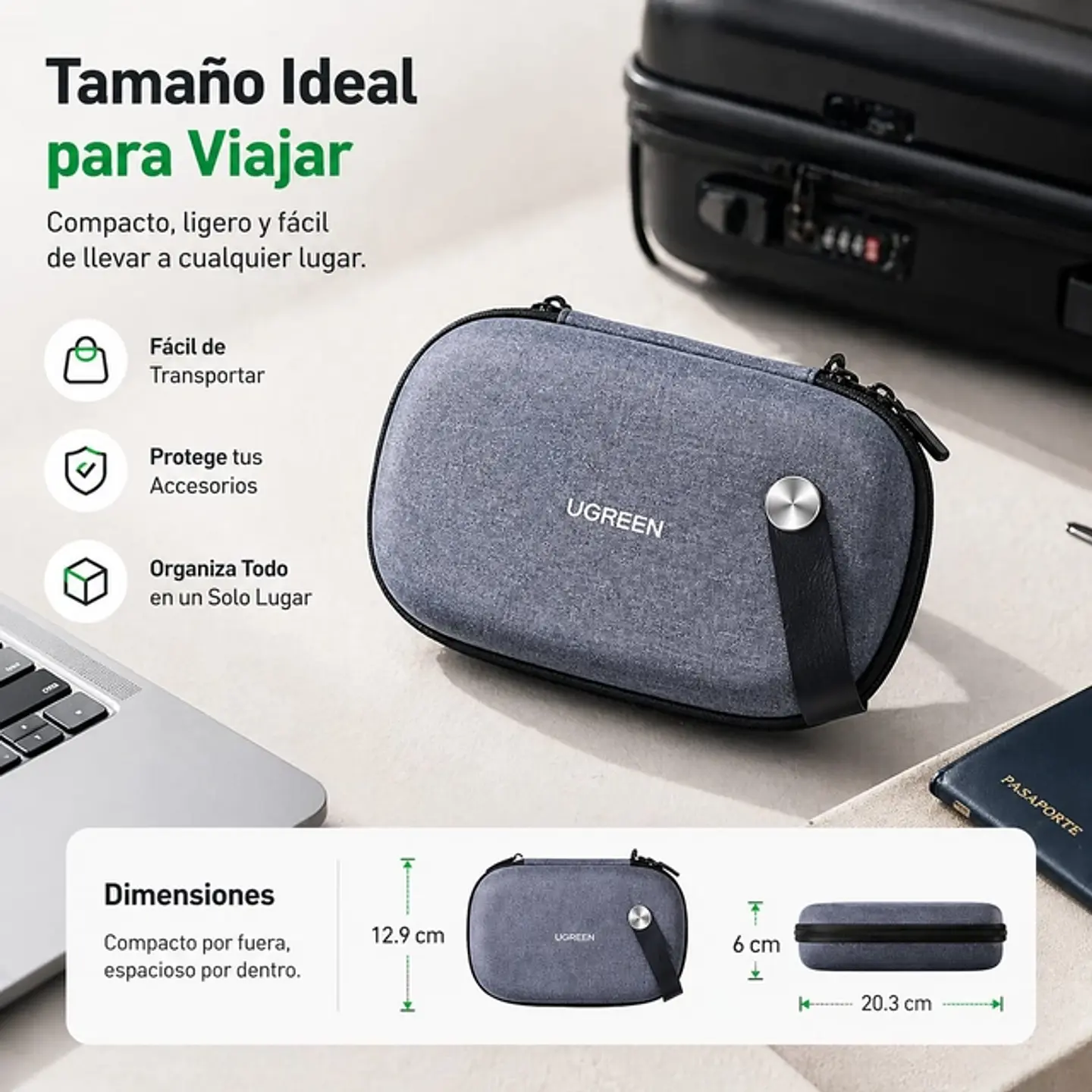 UGREEN LP152 | Estuche Rígido UGREEN para Cargadores, Cables y Accesorios Tech 2