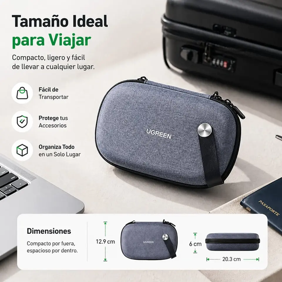 UGREEN LP152 | Estuche Rígido UGREEN para Cargadores, Cables y Accesorios Tech 2