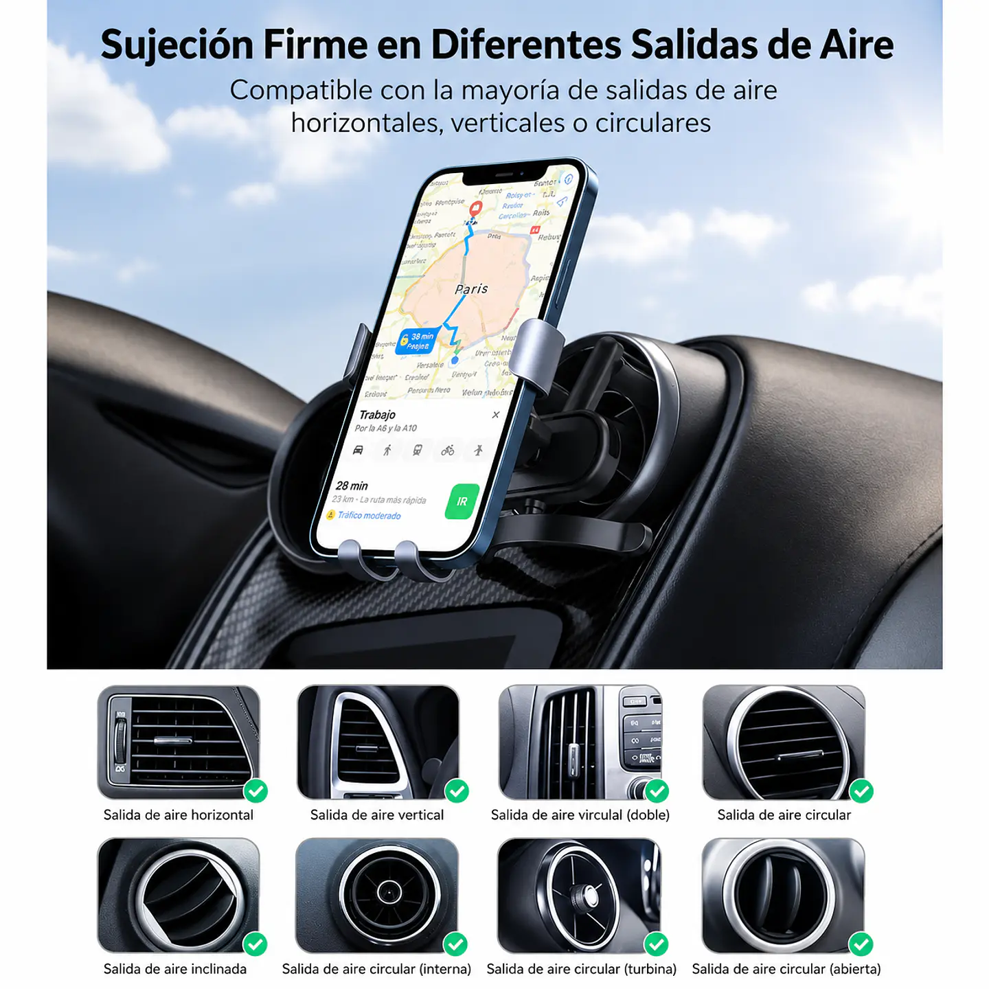UGREEN LP274 | Soporte UGREEN para Celular de Auto con Rotación 360° 2