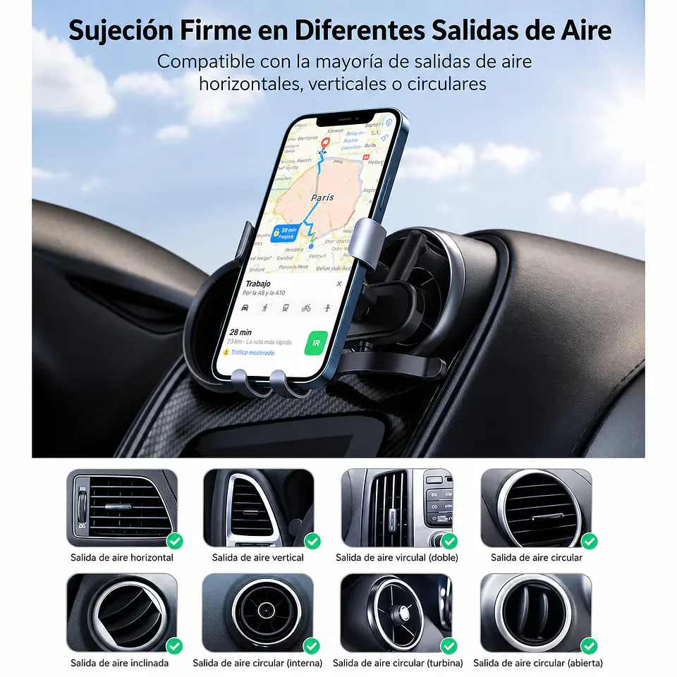 UGREEN LP274 | Soporte UGREEN para Celular de Auto con Rotación 360° 2